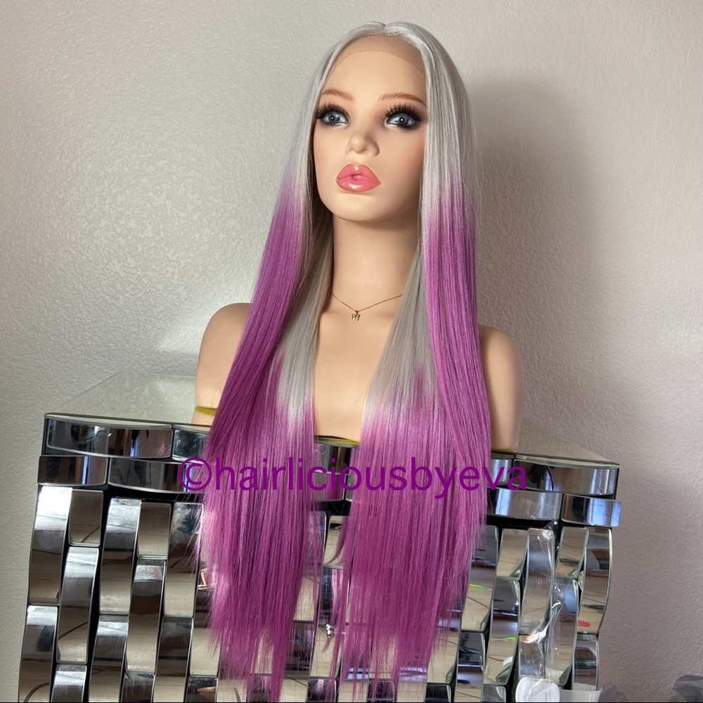 Wig white purple ombré